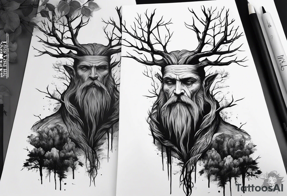 Leshy creepy tall as a tree birches tattoo idea