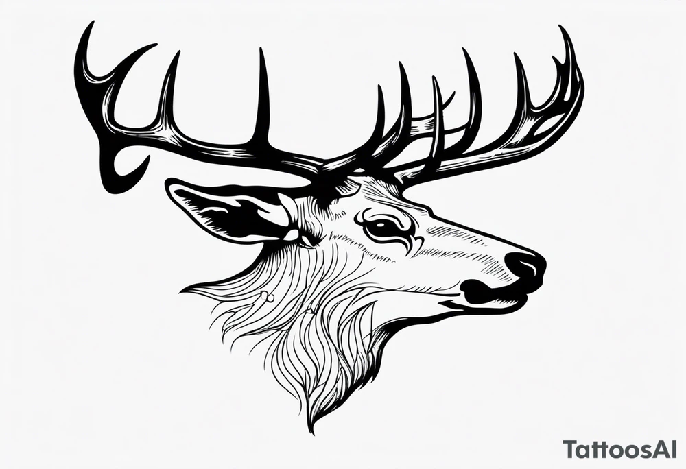 A crow eating on a elk skull tattoo idea