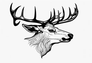 A crow eating on a elk skull tattoo idea