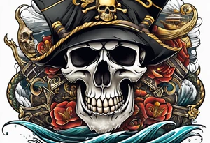 skull pirates with a sea serpent tattoo idea