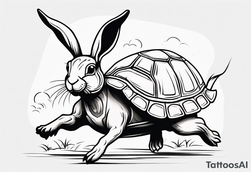 A Rabbit and a Turtle running tattoo idea