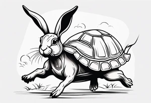 A Rabbit and a Turtle running tattoo idea