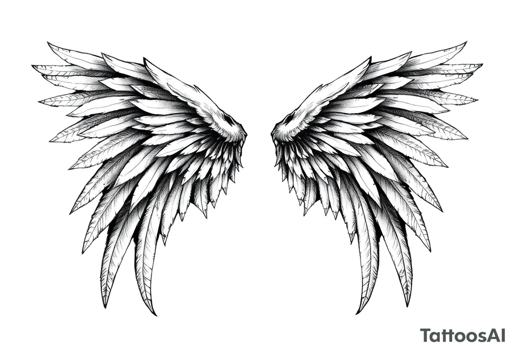 Long Angelwings tattoo idea