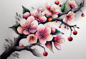Cherry blossoms in a rainbow of colors tattoo idea