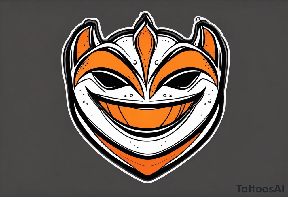 Laughing mask that is orange and black simplistic tattoo idea