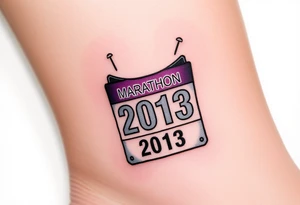Racing half marathon bib 2013 purple and gold running safety pins piercing the skin running tattoo idea