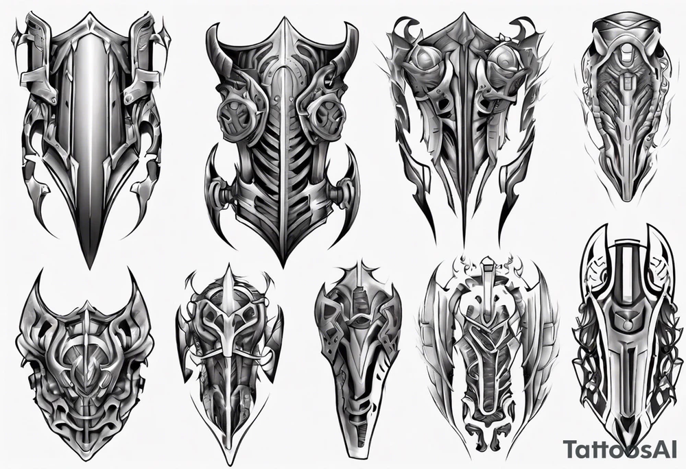 Leg armor tattoo idea