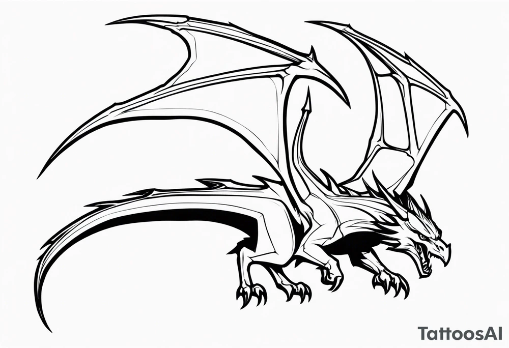 Wyvern full black small tattoo idea