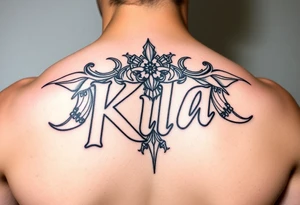 Gangsta style tattoo that says kia tattoo idea