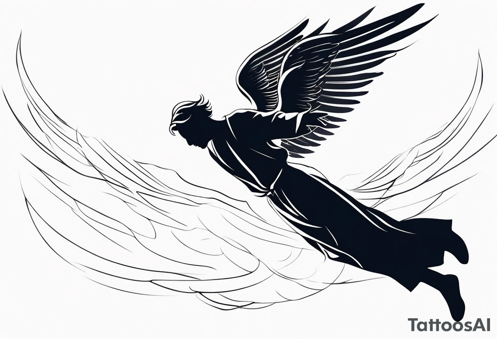 Male Angel falling out the sky tattoo idea