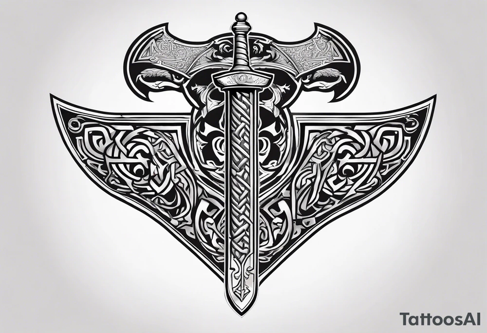 Viking sword Valhalla shield dragon tattoo idea