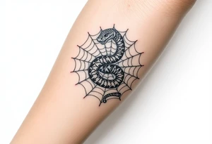 Snake wrapped in a spider web tattoo idea
