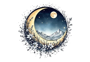 Night sky with moon tattoo idea
