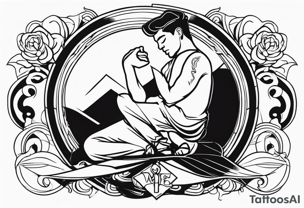 estátua homem chorando tattoo idea