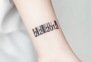 A sleek, minimalist barcode with the couple’s wedding date (22 - 12 - 2012) hidden in the numbers tattoo idea