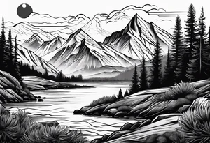 Mountain sun tattoo idea