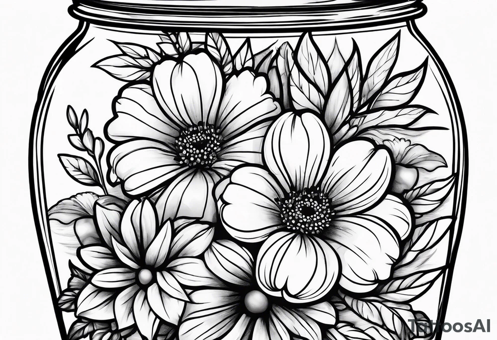 Mason jar bouquet tattoo idea