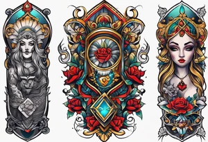 Traditional arm sleeve tattoo idea
