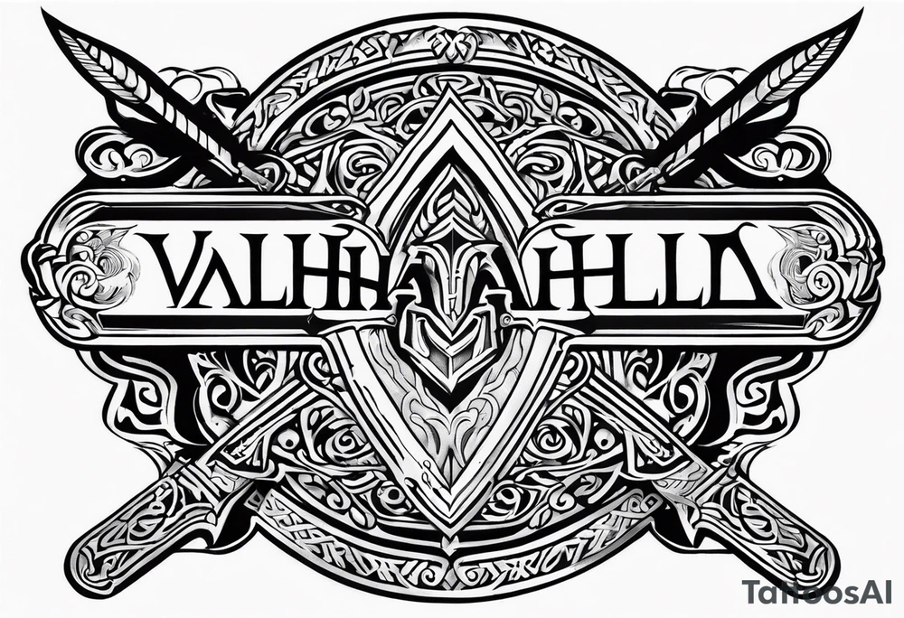 Valhalla shield fire sword tattoo idea