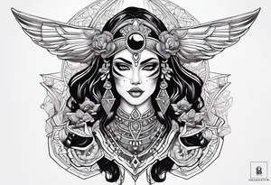 kali, alien goddess, valkrye, pirate, zenza, lotus, wing, pachamama, skull, black panthe tattoo idea