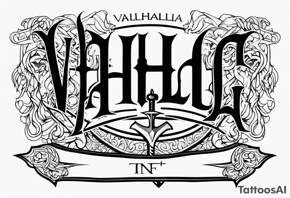 Valhalla dragon sword tattoo idea