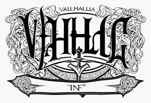 Valhalla dragon sword tattoo idea