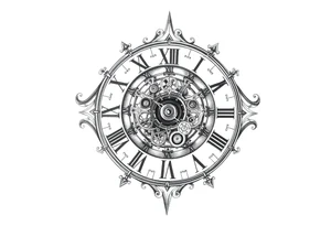 vintage roman numerals within ornate clockwork mechanism tattoo idea