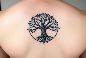 yggadrisl tree of life with circle. Jai , Phoebe, Imogen, Matilda in the circle tattoo idea