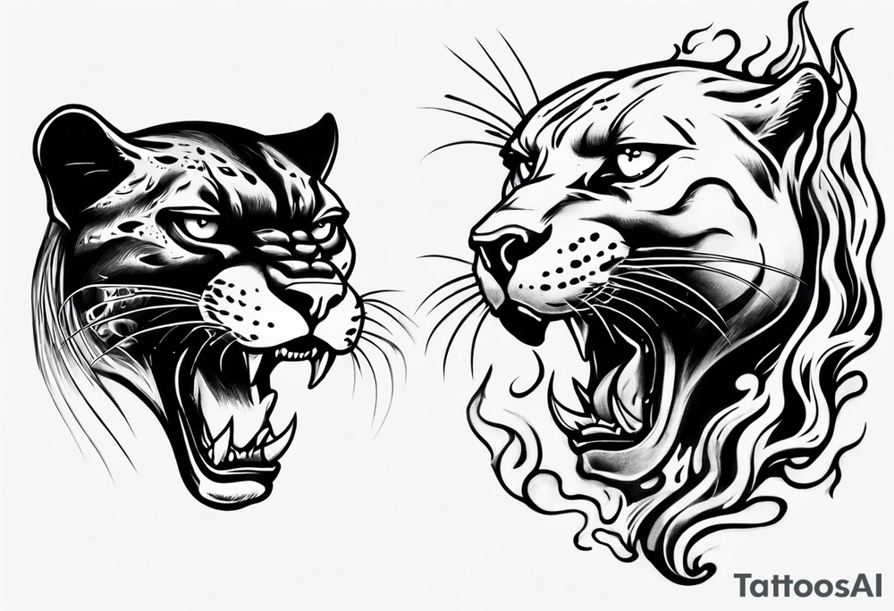 Panther with flames tattoo idea
