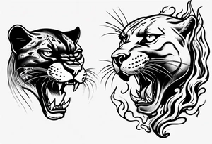 Panther with flames tattoo idea