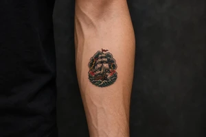 old ship in a storm tattoo idea