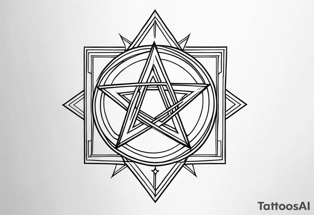 Pentagram geometric cyber tattoo idea