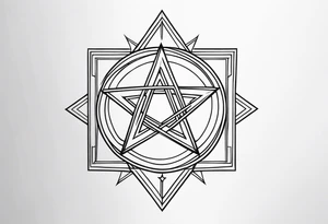Pentagram geometric cyber tattoo idea