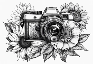 Flower : rose , sunflower, camera, book tattoo idea