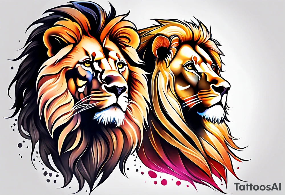 King and queen lion tattoo idea
