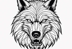 Werewolf face facing forward with a white and black eye very well detailed 
hand tattoo tattoo idea