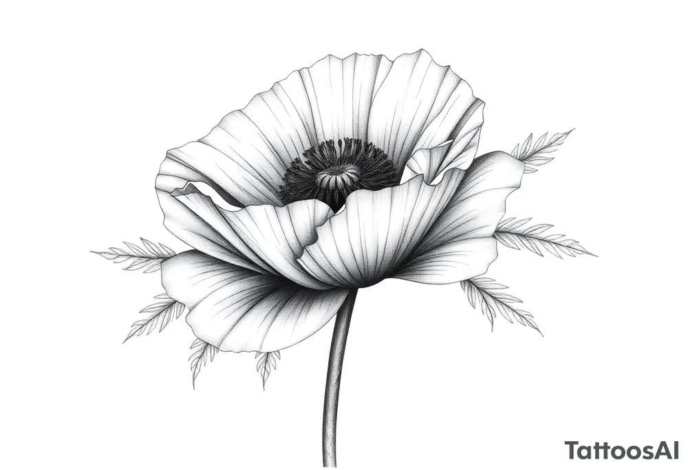 Large poppy flower tattoo idea