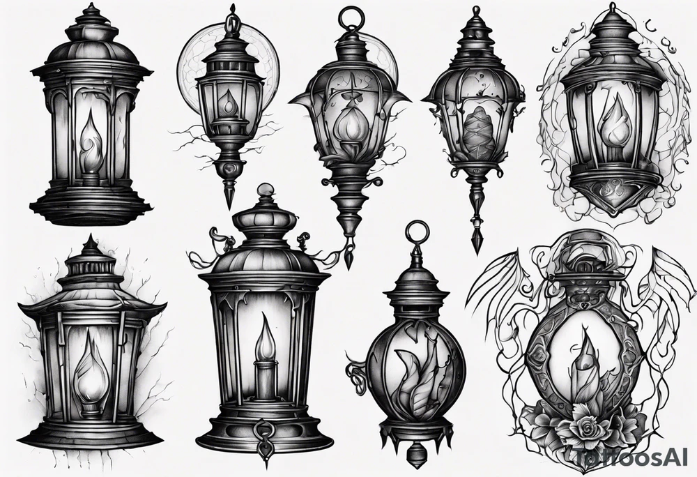 Gothic lantern tattoo idea