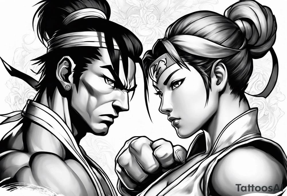 street fighter 3 ken versus chun li fighting evo moment tattoo idea