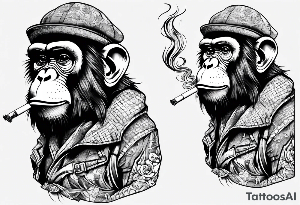 monkey smoking a ciggarette tattoo idea