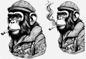 monkey smoking a ciggarette tattoo idea