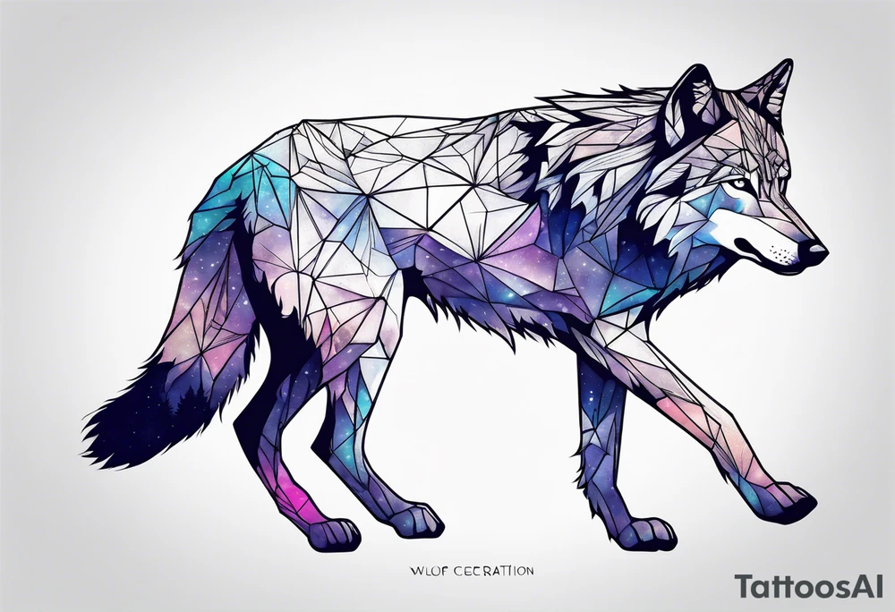 Constellation, animal wolf snow , géométric tattoo idea