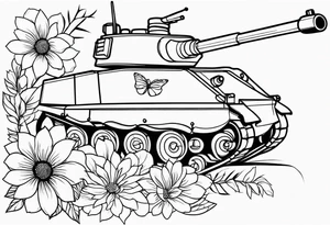 tank shooting flowers tattoo idea