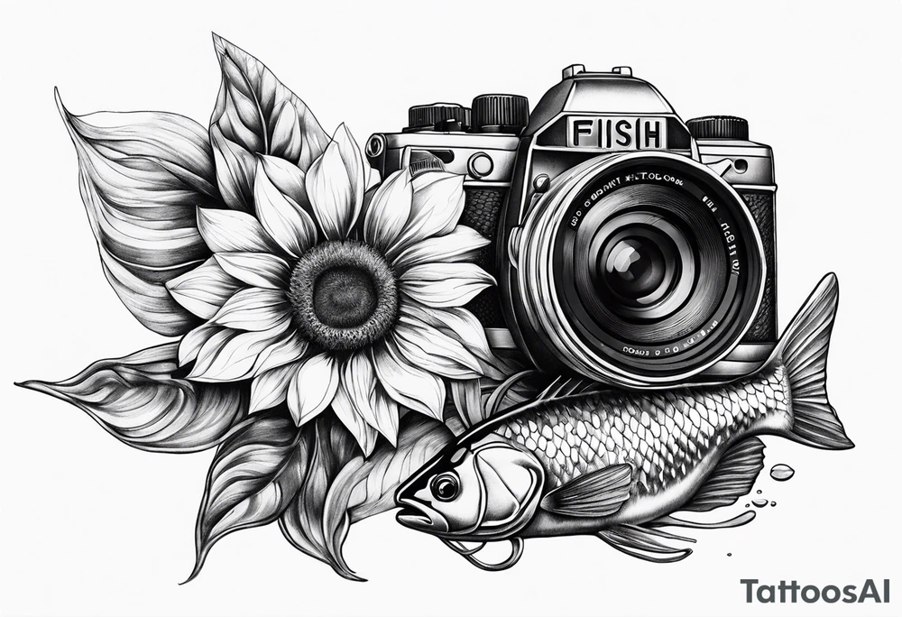 sunflower, camera, fish , éclair tattoo idea