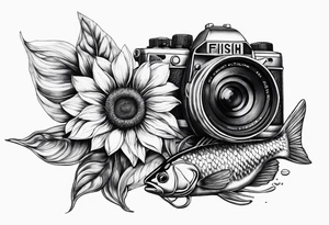 sunflower, camera, fish , éclair tattoo idea