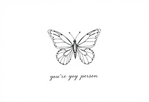 Chain link chain, butterfly, alan knutson you're my person tattoo idea