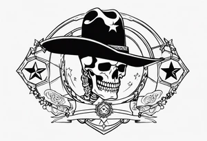 cowboy skeleton star belt tattoo idea