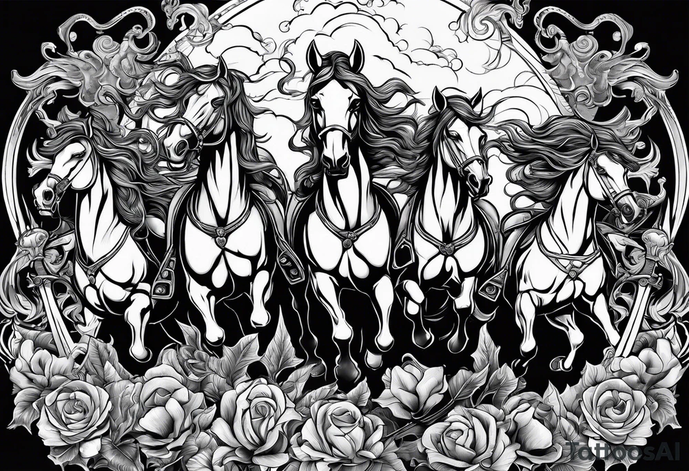 4 horsemen of the apocalypse with skulls tattoo idea