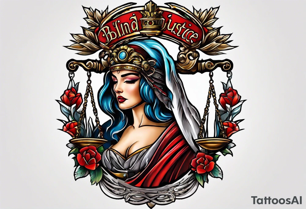 blind justice with a blade head shot only tattoo idea
