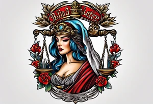 blind justice with a blade head shot only tattoo idea